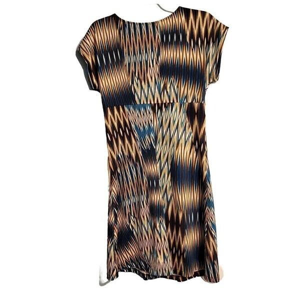 PerSeption Concept Dress Womens Small Brown Teal Vneck Cap Sleeve Spring - Picture 2 of 4